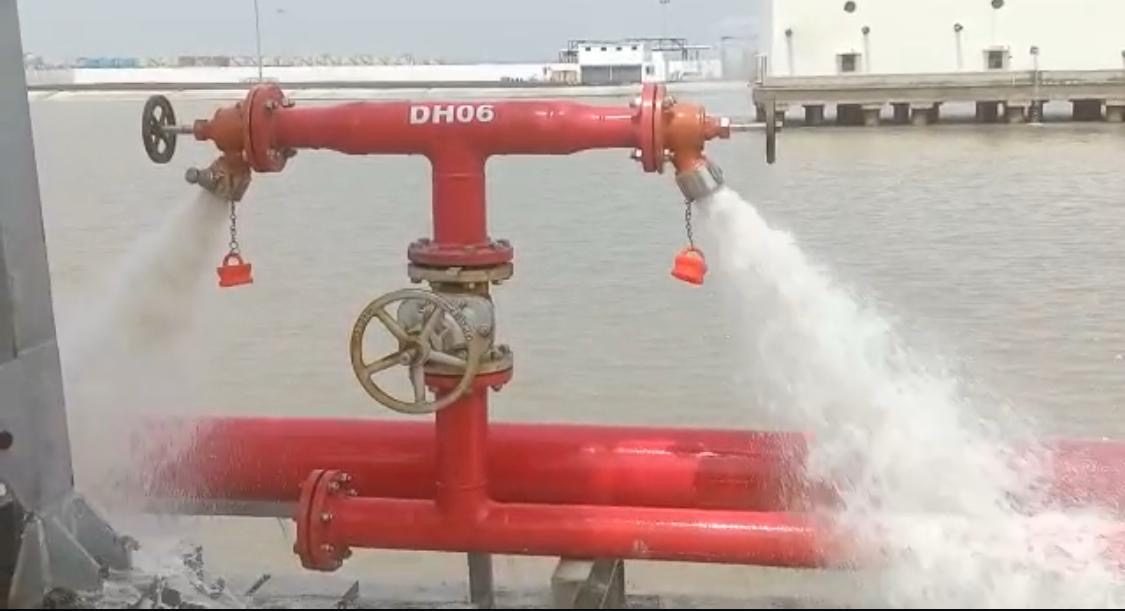 Fire hydrant under flow test